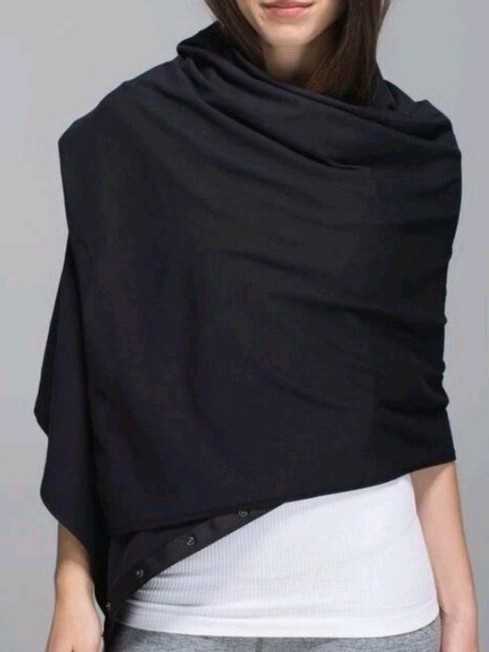 🍋 Rare VTG Lululemon Athletica Vinyasa Wrap Armholes Scarf - Black - EUC 🖤🧣